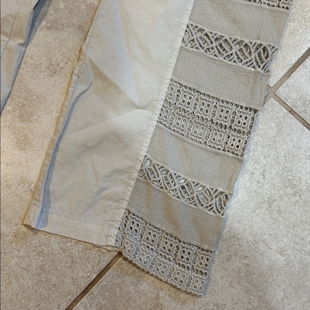 XCVI Mindset Mei Tan Wide Leg Lace Insert Pants M Pull On - Picture 7 of 8